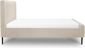 Nicole kárpitozott ágy 160x200 cm szenil bézs Perfect Harmony 07 / fekete lábakkal