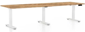 OfficeTech Long állítható magasságú asztal, 260 x 80 cm, fehér alap, arany tölgy