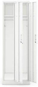 Pléh öltözőszekrény talpazaton, négymodulos, polcokkal KACPER II, 600 x 1800 x 500 mm, Pléh öltözőszekrény talpazaton, négymodulos, polcokkal KACPER I