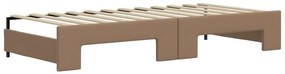 cappuccino színű kihúzható műbőr heverő fiókkal 90 x 200 cm