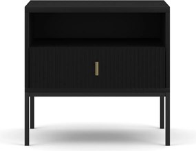 Éjjeliszekrény bordázott kivitelben, fekete színben MARCOS