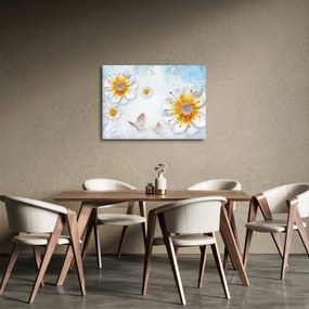 Kép - Kompozíció virágokkal és pillangókkal (70x50 cm)