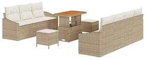 vidaXL Kerti Kanapé Szett párnával tárolóval 10 pcs Beige és krém