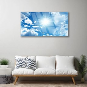 Fali üvegkép Blue Sky Sun Clouds 125x50 cm