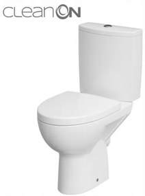 Cersanit Parva, kombi WC vízszintes lefolyóval, oldalsó vízbevezetés, öblítés 3 / 6L + antibakteriális hőre keményedő ülőke, fehér, K27-001