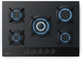 Klarstein Goldflame Nano gáz főzőlap, 5 sárgaréz égő, Nano bevonat, LPG/földgáz
