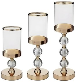 3 darabos arany gyertyatartó szett