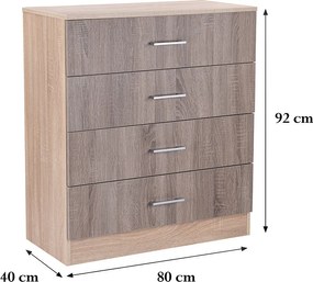 Miami komód 4 fiókos 80x92 cm yorki tölgy-sonoma tölgy