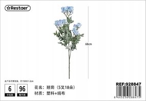 Mesterséges Virágos Ág Kék 68CM Dekoráció