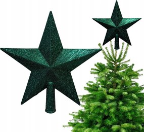 Zöld Csillag Karácsonyfára Csillogó Csillag Spicc a karácsonyfa tetejére 20 cm