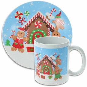 Mézeskalács kőagyag bögre és tányér szett