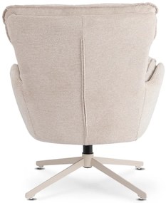Fotel Wypoczynkowy Obrotowy PASADENA Z Podnóżkiem Kremowy