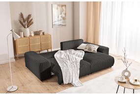 Sötétszürke kordbársony kinyitható-tárolóhelyes sarokkanapé (jobb oldali) Sarina – Ropez