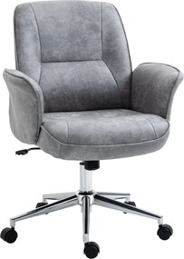 Vinsetto Ergonomikus Irodai Szék Dönthető Funkcióval - Magasságban Állítható Forgószék 120 kg-ig Támogatott, Mikroszálas, Világosszürke, 67 x 69 x 92-