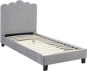 Ágy 90x200 cm méretben, szürke színben, velúr kárpittal CRATER