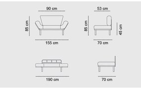 Design kanapéágy Wilona 155 cm kerozin kék