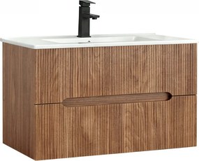 Trent 80 alsó fürdőszobabútor kerámia mosdóval 2 fiókos, sunset tölgy