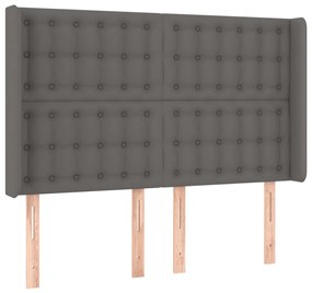 szürke műbőr LED-es fejtámla 147x16x118/128 cm