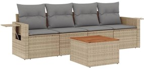 5 részes vegyes bézs polyrattan kerti ülőgarnitúra párnákkal