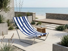 Összecsukható tengerparti nyugágy SAND MARINE, fehér-kék