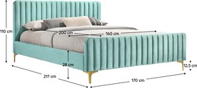 Ágy, neo mint/gold arany króm, 160x200, KAISA