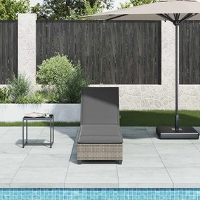 Szürke polyrattan napozóágy párnákkal 55x200x25,5 cm