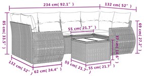 7 részes barna polyrattan kerti ülőgarnitúra párnákkal