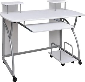vidaXL fehér szerelt fa számítógépasztal 110 x 52 x 88,5 cm