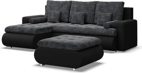 Tokio U sarokkanapé, 3 ágyneműtartóval, bársony, baloldali, szürke