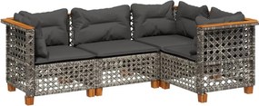 vidaXL 4 részes szürke polyrattan kerti ülőgarnitúra párnákkal