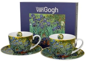 Porcelán csésze aljjal két személyes szett díszdobozban Van Gogh Íriszek