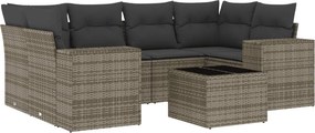 vidaXL 7 részes szürke polyrattan kerti ülőgarnitúra párnákkal