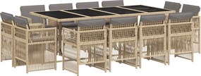 vidaXL 13részes vegyes bézs polyrattan kerti étkezőgarnitúra párnákkal