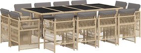 vidaXL 13részes vegyes bézs polyrattan kerti étkezőgarnitúra párnákkal