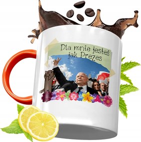Narancssárga Bögre A Pis Elnökétől Jaroslaw Kaczynski fényképes nyomtatással