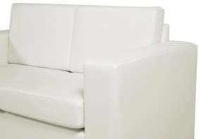 Kétszemélyes Fehér Bőr Kanapé  HELSINKI Beliani