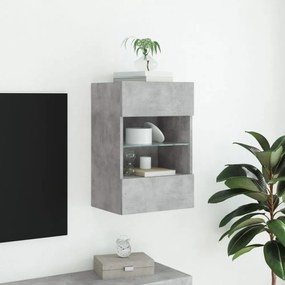 betonszürke falra szerelhető TV-szekrény LED-del 40x30x60,5 cm
