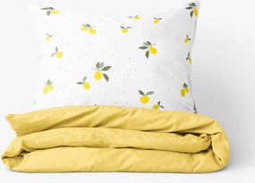 Goldea pamut ágyneműhuzat duo - citromok, sárga hátoldal 150 x 200 és 50 x 60 cm