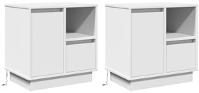 Éjjeli asztalok LED-del 2 db Fehér 50x34,5x50 cm