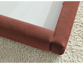 Narancssárga kárpitozott franciaágy tárolóhellyel, ágyráccsal 180x200 cm Vernon – Bobochic Paris