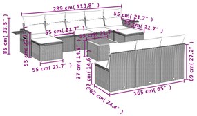 11 részes szürke polyrattan kerti ülőgarnitúra párnákkal