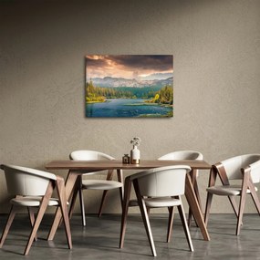 Egy kép a hegyi folyó és a hegyek (70x50 cm)