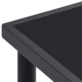 7 részes fekete acél és textilén kerti étkezőgarnitúra