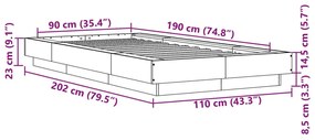 betonszürke szerelt fa ágykeret 90 x 190 cm