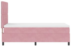 Boxspring Ágy Matraccal Rózsaszín Egyszemélyes Bársonyos