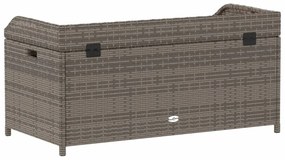 szürke polyrattan és akácfa tárolópad 100 x 50 x 52 cm