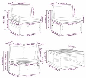 Kerti Kanapé Szett 8 pcs Antracitszürke Acél