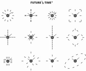 Future Time FT9400BK Modular black Dizájner öntapadó óra, átmérő: 40 cm