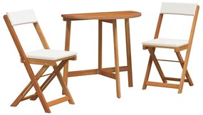vidaXL Bisztró készlet párnával 3 pcs Olaj Természetes Tömör Akácfa