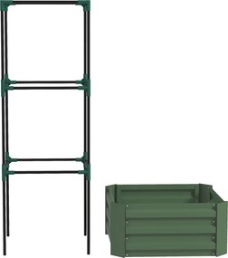 Outsunny Magaságyás Rácsos Téglával, Virágos Lobogó Nyitott Aljjal, Zöldségágyás, Növénytartó, Fűszerágyás Kerthez, Erkélyhez, Horganyzott Acél, Zöld,